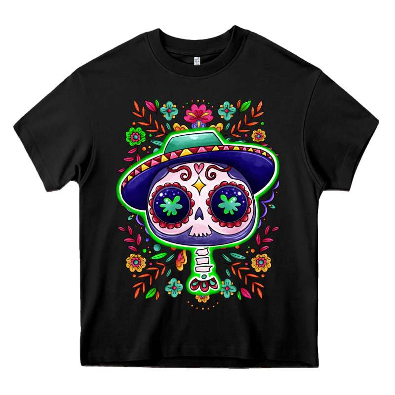 Mexican Day Of Dead Sugar Skull Heavy Core Tee by NancyCooperArtShop | Teevron