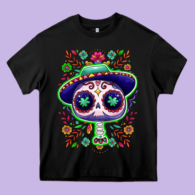 Mexican Day Of Dead Sugar Skull Heavy Core Tee Designed By Nancycooperartshop