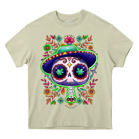 Mossy Mexican Day of dead sugar skull Heavy Core Tee - NancyCooperArtShop