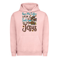 Pigment Salmon give me coffee with a side of jesus Urban Hoodie - JahusDesignShop