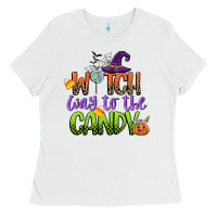 White witch way to the candy Ladies Tee - CowGirlArtShop