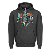 Charcoal Heather thunderbird with gemstone Zipper Hoodie - BarkalooDesign