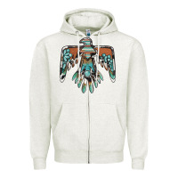 Oatmeal Heather thunderbird with gemstone Zipper Hoodie - BarkalooDesign