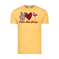 Vintage Mustard Peace Love Flamingo Vintage Tee - Jasminsmagicworld