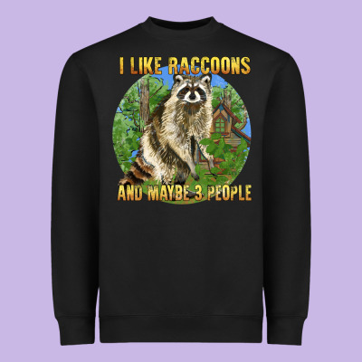 I Like Raccoons And 3 People Heavyweight Sweatshirt Designed By Barkaloodesign