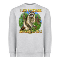 Heather Grey i like raccoons and 3 people Heavyweight Sweatshirt - BarkalooDesign