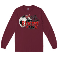 Burgundy little brother biggest fan soccer Long Sleeve Tee - FaDigitalArtStudio