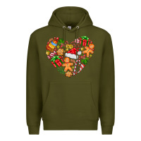 Army Green love Christmas  heart Premium Hoodie - CowhideDigitalArt