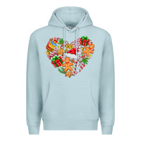 Blue Mist love Christmas  heart Premium Hoodie - CowhideDigitalArt