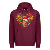 Burgundy love Christmas  heart Premium Hoodie - CowhideDigitalArt
