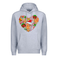 Heather Grey love Christmas  heart Premium Hoodie - CowhideDigitalArt
