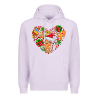 Lilac love Christmas  heart Premium Hoodie - CowhideDigitalArt
