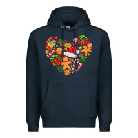 Navy love Christmas  heart Premium Hoodie - CowhideDigitalArt