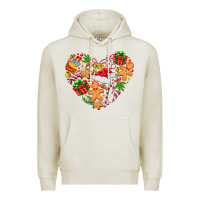 Oatmeal Heather love Christmas  heart Premium Hoodie - CowhideDigitalArt