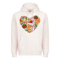 Pale Pink love Christmas  heart Premium Hoodie - CowhideDigitalArt