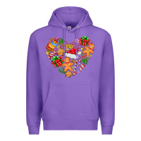 Purple love Christmas  heart Premium Hoodie - CowhideDigitalArt