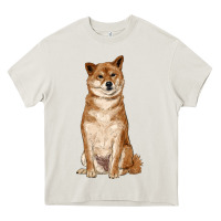 Cream shiba inu Heavy Core Tee - RanaPortraitStore