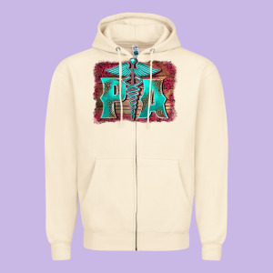 Physician Medical Symbol Assistant Nurse Background Zipper Hoodie Designed By Barkaloodesign