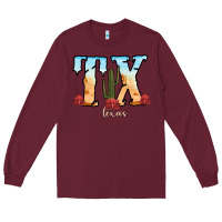 Burgundy texas cactus Long Sleeve Tee - RanaPortraitStore