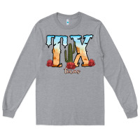Heather Grey texas cactus Long Sleeve Tee - RanaPortraitStore
