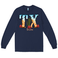 Navy texas cactus Long Sleeve Tee - RanaPortraitStore