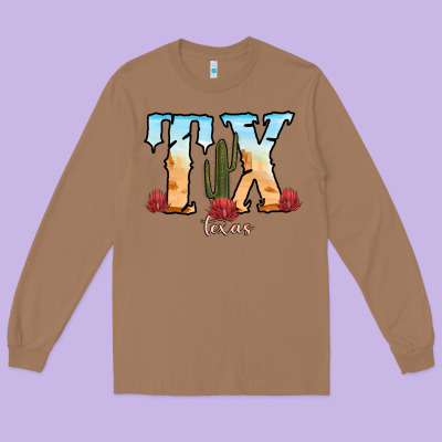 Texas Cactus Long Sleeve Tee Designed By Ranaportraitstore