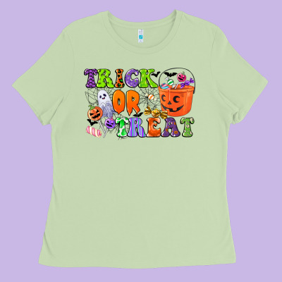 Trick Or Treat Ladies Tee Designed By Cowgirlartshop