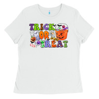 White trick or treat Ladies Tee - CowGirlArtShop
