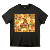 Asphalt Fall Pumpkins and Gnome with Leopard Heavy Core Tee - texasbilliewilder