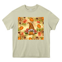Mossy Fall Pumpkins and Gnome with Leopard Heavy Core Tee - texasbilliewilder