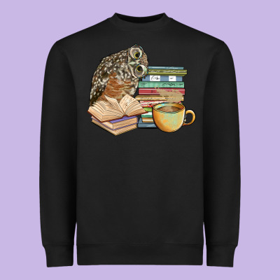 Owl And Books Heavyweight Sweatshirt Designed By Barkaloodesign
