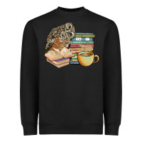 Black owl and books Heavyweight Sweatshirt - BarkalooDesign