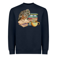 Navy owl and books Heavyweight Sweatshirt - BarkalooDesign