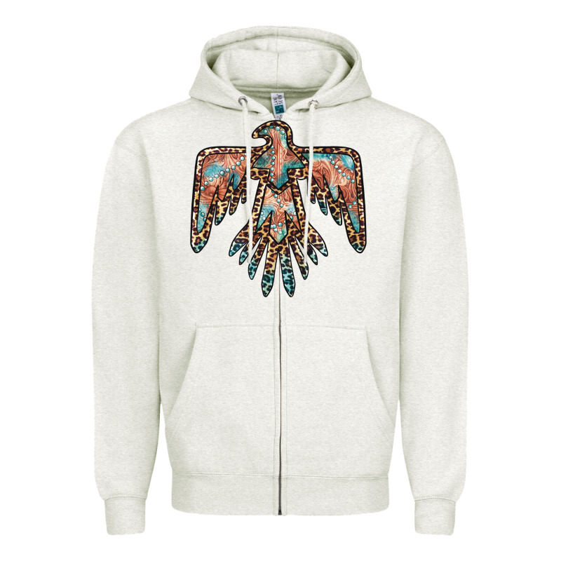 Thunderbird Leopard Leather Zipper Hoodie by BarkalooDesign | Teevron