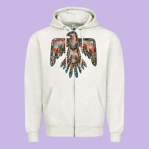 Thunderbird Leopard Leather Zipper Hoodie Designed By Barkaloodesign