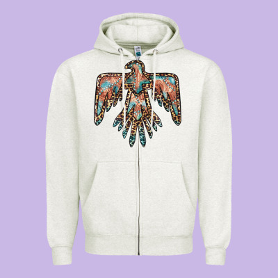 Thunderbird Leopard Leather Zipper Hoodie Designed By Barkaloodesign