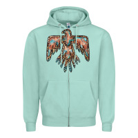 Seafoam thunderbird leopard leather Zipper Hoodie - BarkalooDesign