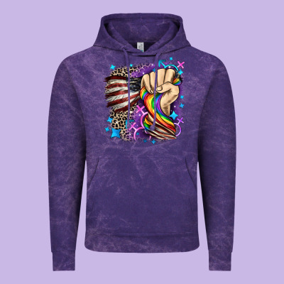 Lgbtq+ And American Flag Vintage Hoodie Designed By Fadigitalartstudio