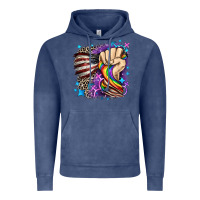 Vintage Denim LGBTQ+ and American flag Vintage Hoodie - FaDigitalArtStudio