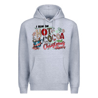 Heather Grey I Run Hot Cocoa And Christmas Cheer Premium Hoodie - CowhideDigitalArt
