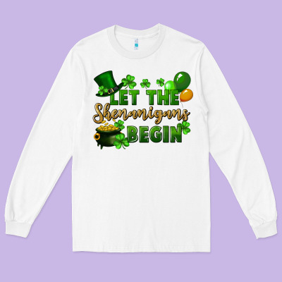 Let The Shenanigans Begin St. Patricks Day Long Sleeve Tee Designed By Fadigitalartstudio