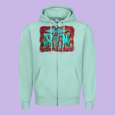 Registered Medical Symbol Nurse Background Zipper Hoodie Designed By Barkaloodesign