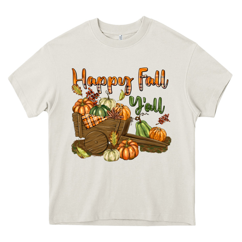 Happy Fall Y'all Heavy Core Tee by texasbilliewilder | Teevron