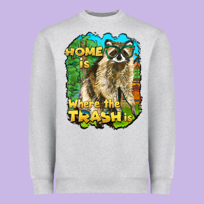 Raccoon Home Is Where The Trash Is Heavyweight Sweatshirt Designed By Barkaloodesign
