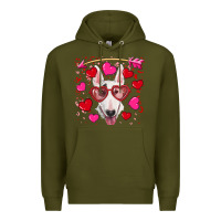 Army Green Valentine's day  bull terrier Premium Hoodie - RanaPortraitStore