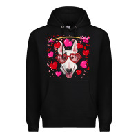 Black Valentine's day  bull terrier Premium Hoodie - RanaPortraitStore