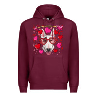Burgundy Valentine's day  bull terrier Premium Hoodie - RanaPortraitStore