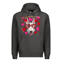 Charcoal Heather Valentine's day  bull terrier Premium Hoodie - RanaPortraitStore