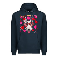 Navy Valentine's day  bull terrier Premium Hoodie - RanaPortraitStore