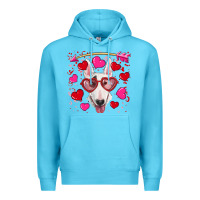 Ocean Blue Valentine's day  bull terrier Premium Hoodie - RanaPortraitStore